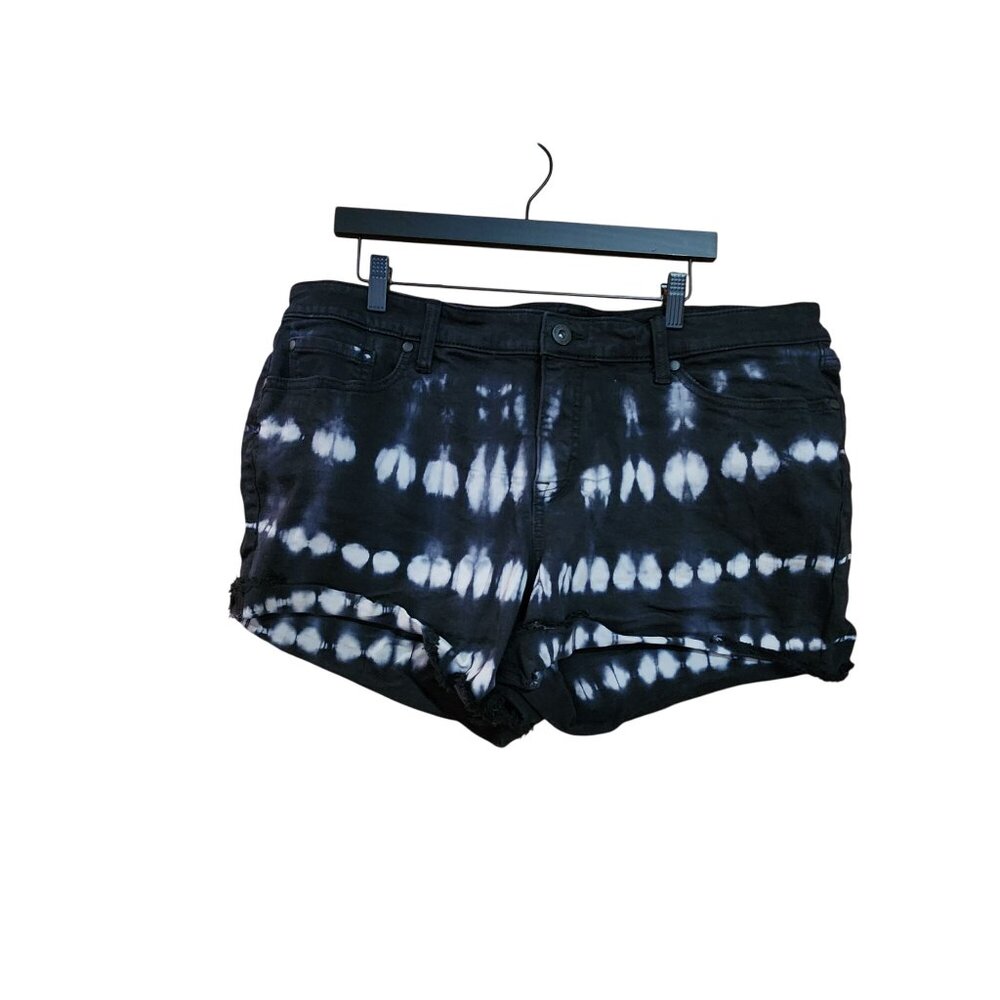 Torrid Womens Plus Size 20 Black & White Tie-Dye Denim Shorts With Raw Hem